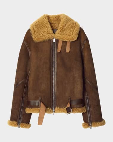 Burberry Men's Belted Sheep Shearling Coat