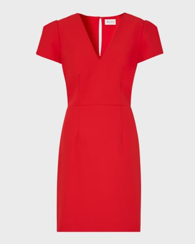 Milly Atalie V-Neck Cady Mini Dress