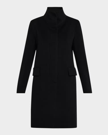 Fleurette Neo Funnel-Neck Short Wool Coat