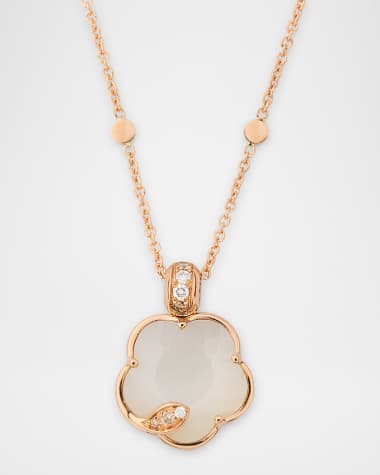 Pasquale Bruni Ton Joli 18K Rose Gold Diamond Necklace with Moonstone and Mother-of-Pearl
