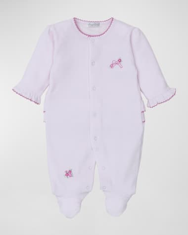 Kissy Kissy Girl's Blooming Bows Velour Footie, Size Newborn-9M
