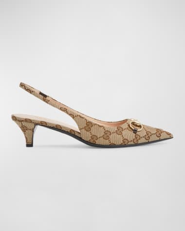 Gucci Erin GG Canvas Bit Slingback Pumps
