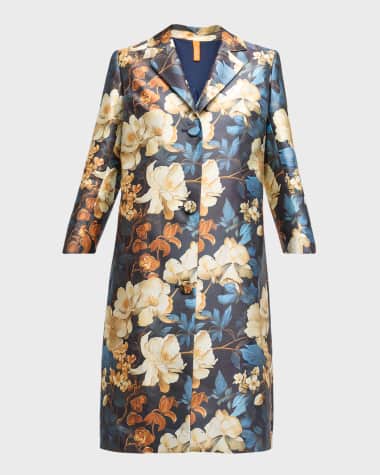 Bach Mai Crombie Floral Watteau-Back Coat