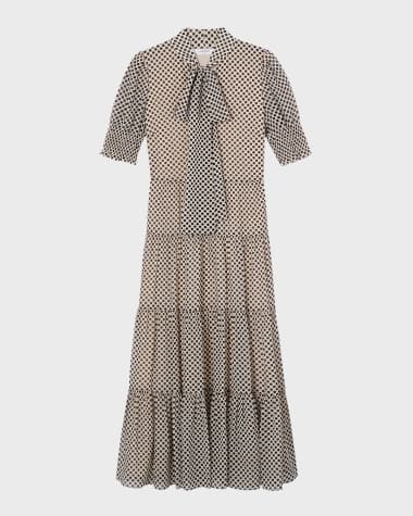 LK Bennett Coco Tiered Polka Dot Midi Dress