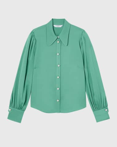 LK Bennett Sonya Button-Down Crepe Blouse