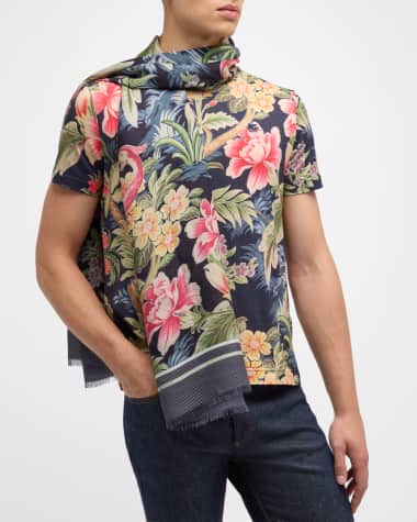 Etro Men's Floral Modal-Silk Scarf