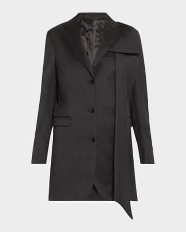 Simone Rocha Longline Wool-Blend Jacket with Bow Detail