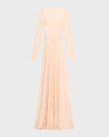 Naeem Khan Lace Embellished Gown with Cascading Sleeves