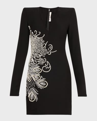 Naeem Khan Embellished Mini Dress with Shoulder Pads