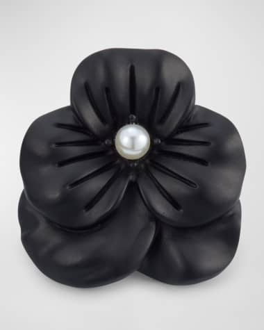 Jan Leslie Men's Matte Black Flower Lapel Pin