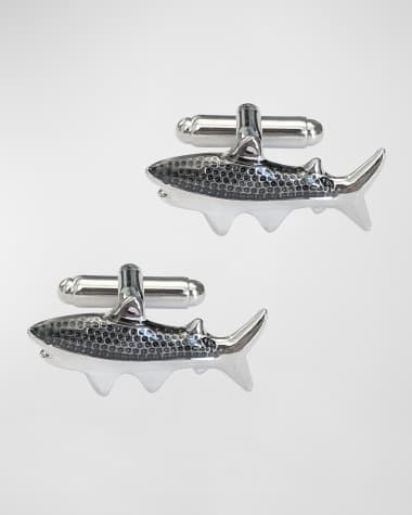Link Up Men's Silvertone Shark Cufflinks