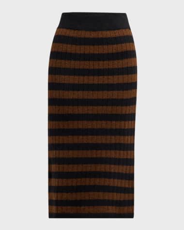 ELEVEN SIX Pia Stripe Knit Midi Skirt