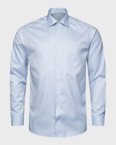 Eton Men's Cotton Micro-Check Slim-Fit Dress Shirt