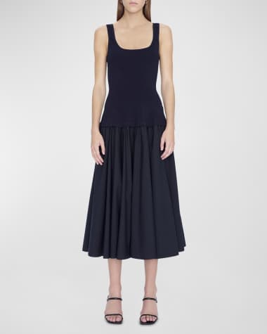 SIMKHAI Silas Sleeveless Knit Bodice Combo Midi Dress
