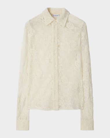 Burberry Lace Fitted Button-Front Shirt