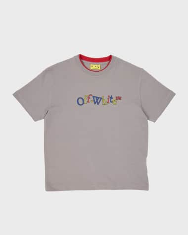 Off-White Boy's Bookish Logo-Print T-Shirt, Size 4-12 Boy's Bookish Logo-Print T-Shirt, Size 14
