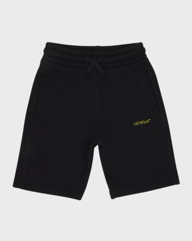 Off-White Boy's Bookish Logo-Print Diagonal Graphic Sweat Shorts, Size 4-12 Boy's Arrow Diagonal Graphic Sweat Shorts, Size 14
