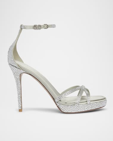 Valentino Garavani Crystal Glam Ankle-Strap Glam Sandals