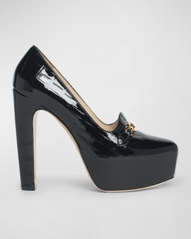 TOM FORD Whitney Croco T-Chain Platform Pumps