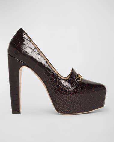 TOM FORD Whitney Croco T-Chain Platform Pumps