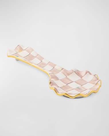 MacKenzie-Childs Rosy Check Ceramic Spoon Rest