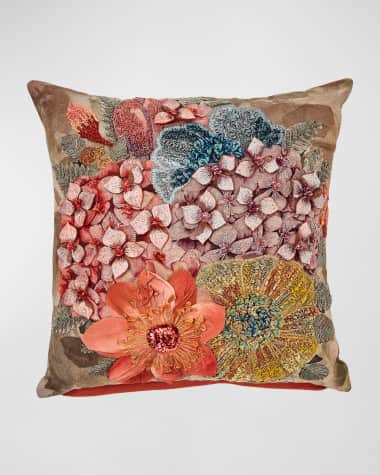 MacKenzie-Childs Patience Brewster Petal Palette Floral Throw Pillow , 19" Square