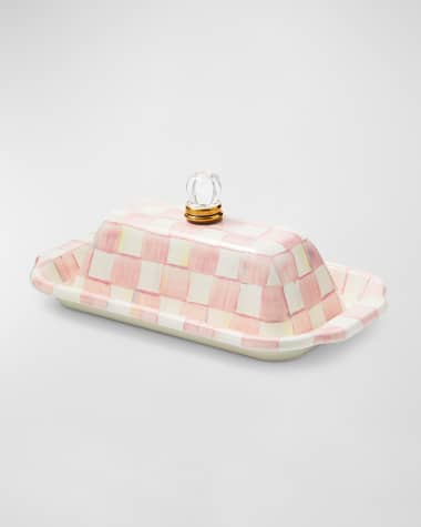 MacKenzie-Childs Rosy Check Enamel Butter Box