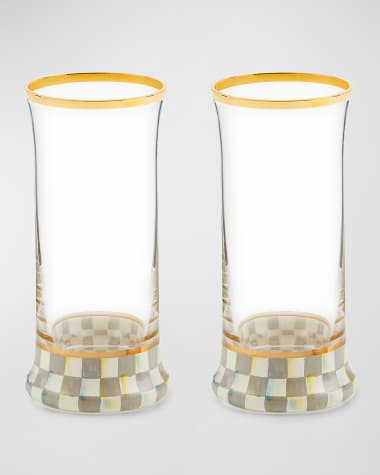 MacKenzie-Childs Sterling Check Highball Glass, Set of 2