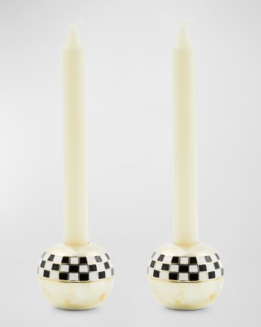 MacKenzie-Childs Large Sphere Check Candle Holders, Set of 2