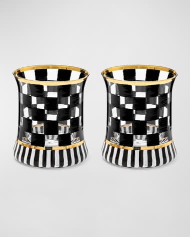 MacKenzie-Childs Carnival Black Tumbler Glass, Set of 2