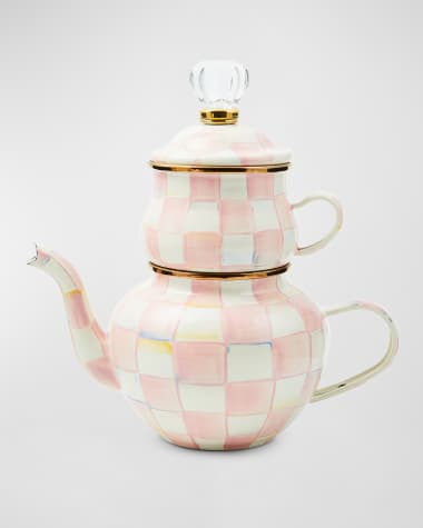 MacKenzie-Childs Rosy Check Enamel High Tea Set