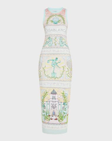 CASABLANCA Vase Printed Midi Tank Dress