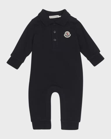 Moncler Boy's Logo-Print Polo Romper, Size Newborn-24M