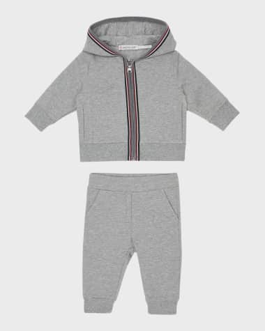 Moncler Boy's Two-Piece Tri-Stripe Hoodie & Sweatpants Set, Size 6M-3