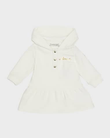 Moncler Girl's Metallic Logo-Print Fleece Hooded Dress, Size 6M-3