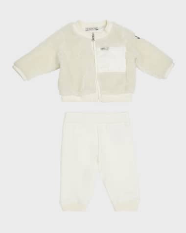 Moncler Girl's Plush Jacket & Sweatpants Set, Size 6M-3