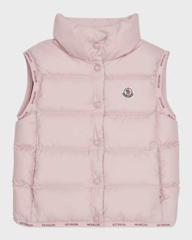 Moncler Girl's Badia Logo Tape Puffer Vest, Size 8-14
