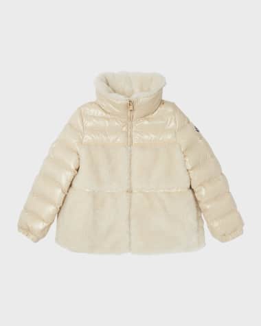 Moncler Girl's Ambay Faux Fur Puffer Jacket, Size 8-14