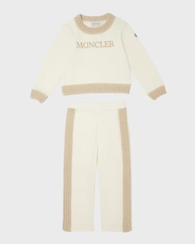 Moncler Girl's Embroidered Logo-Print Knit Trim Set, Size 4-6