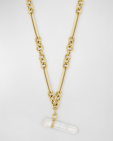 JIA JIA Link Chain Necklace with Removable Diamond Quartz Charm