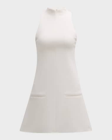 Courreges 2-Pocket Sleeveless Twill A-Line Mini Dress
