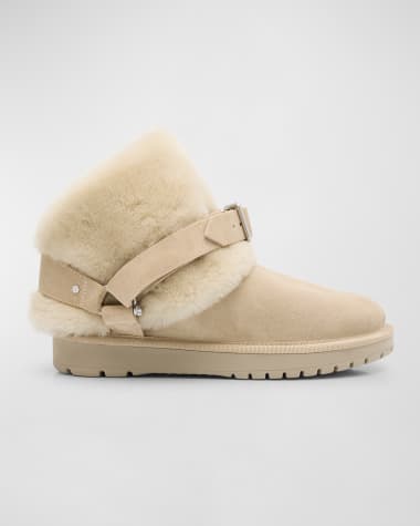 Burberry Chubby Suede Shearling Harness Booties