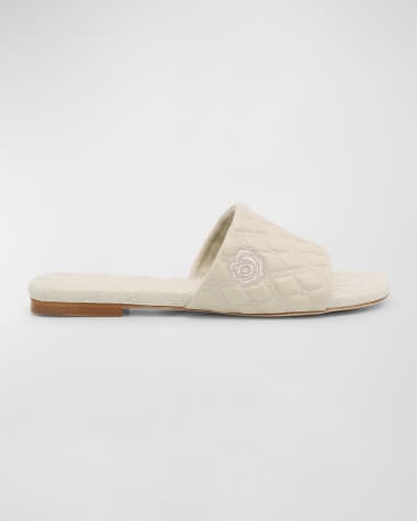 Burberry Quilted Leather Flat Slide Sandals