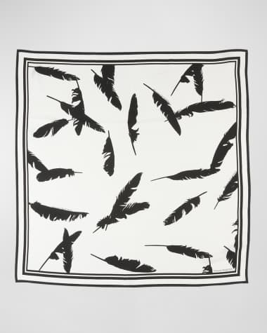 McQueen Feather Silk Twill Square Scarf
