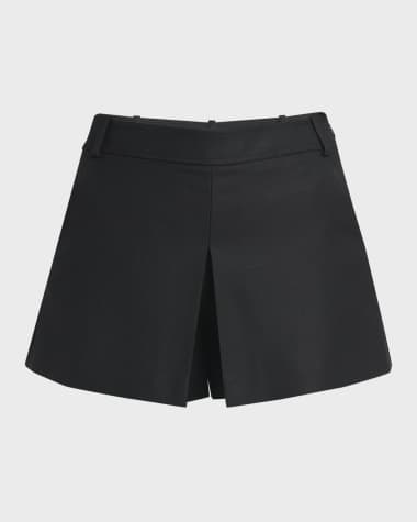TOM FORD Pleated Sharp Silk And Mohair-Blend Twill Skort