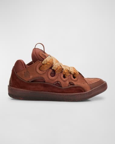 Lanvin Men's Curb Suede Chunky Low-Top Sneakers