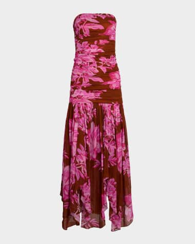 Retrofete Teryn Silk Chiffon Strapless Maxi Dress