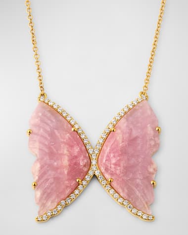 JIA JIA Jumbo Pink Tourmaline Diamond Butterfly Necklace
