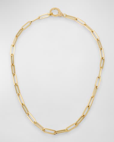 Sorellina 18K Yellow Gold Paperclip Chain Necklace with Diamonds, 18"