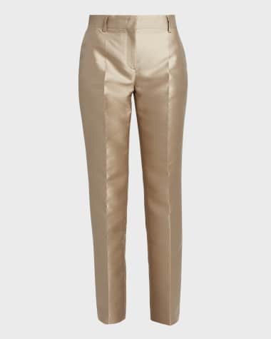 Alberta Ferretti Mikado Silk Straight-Leg Trousers